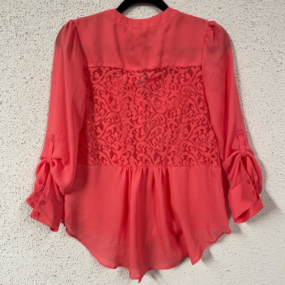 NWOT Candies coral blouse with lace back - Picture 3 of 4